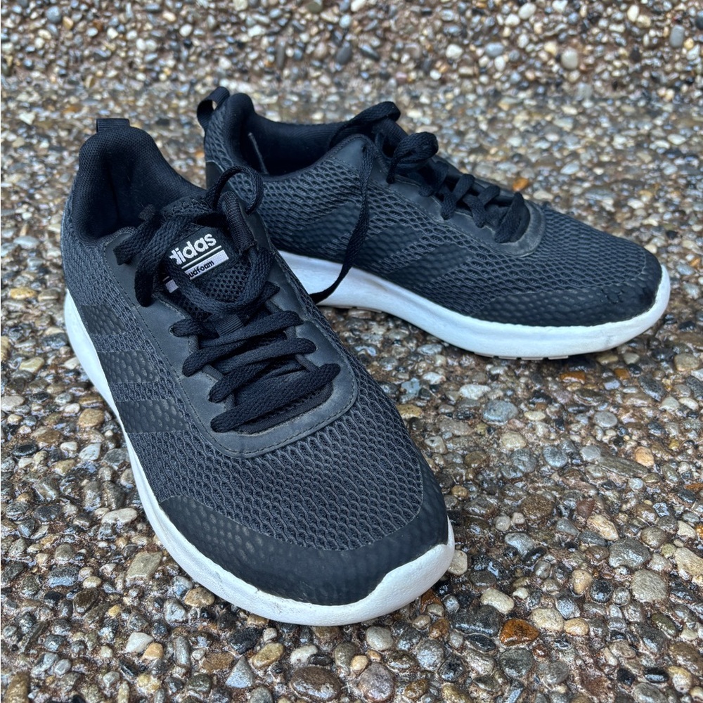 Adidas Black and White Mesh Sneakers